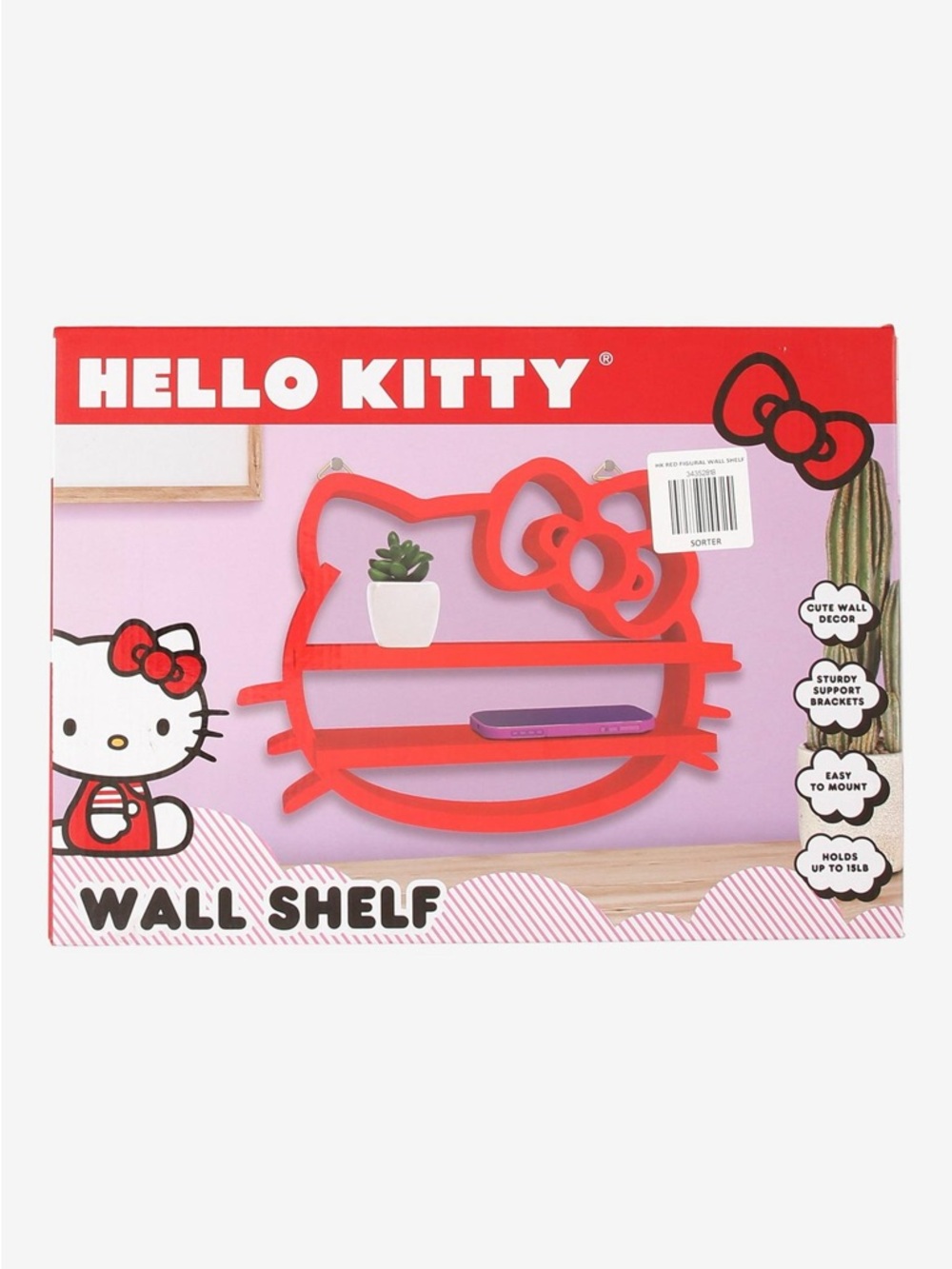 Hello Kitty Red Figural Wall Shelf free shipping